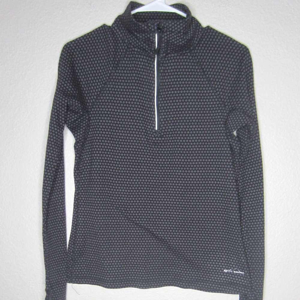 Eddie Bauer Black w/Gray Polka Dot Quarter Zip Pullover - Size M